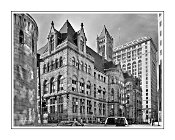 COURTHOUSE  Court House and Old Jail Black and White