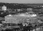 TRS009  Three River Stadium at Twilight Black and White