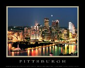 010810M  Moonrise Over Pittsburgh - "Mini Poster" Border & Text Included