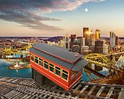 InclineCityMoon2  Duquesne Incline at Sunset with Rising Moon