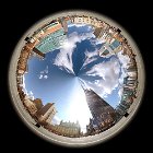 planetMarketSq2  360 degree panorama converted into a circle. "The Planet Effect" Reversed from previous image.